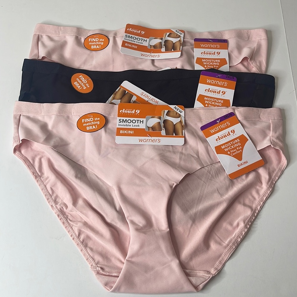 Warners Cloud 9 Smooth Invisible Look Bikini Panties 3 Pairs Size XXL / 9